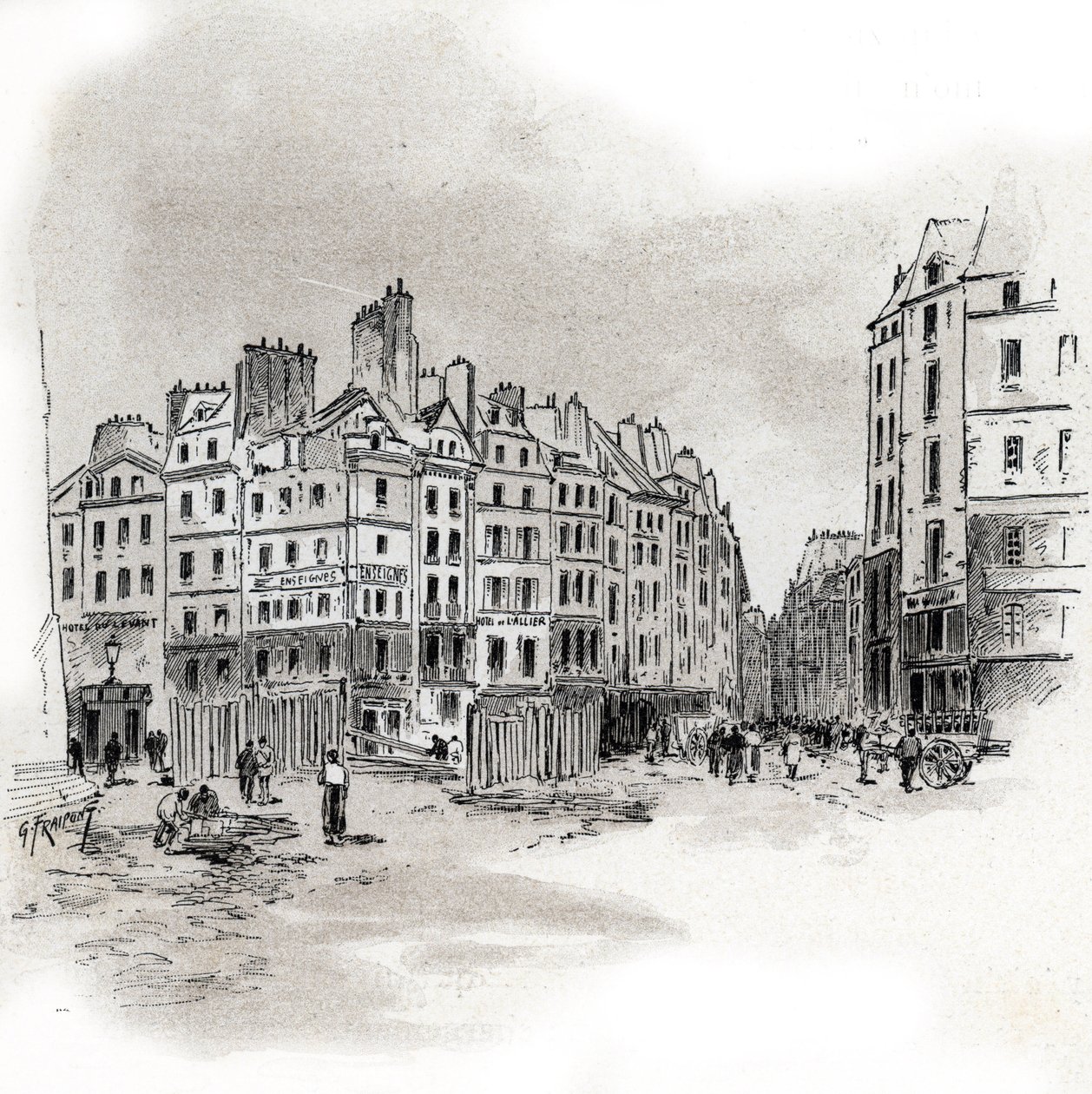 View of Place Maubert, Paris by Gustave Fraipont