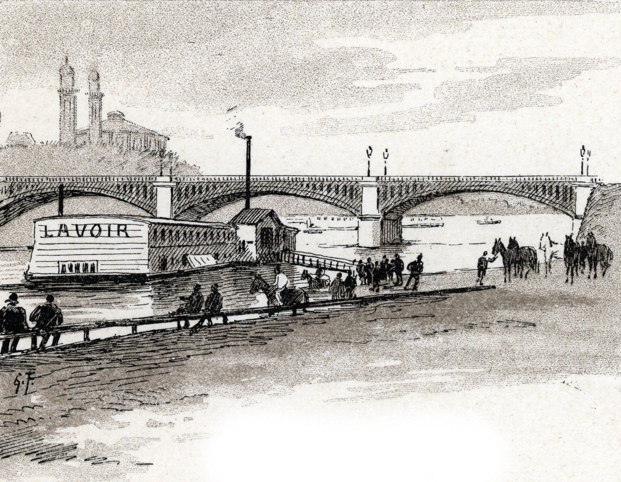 View of the Grenelle Bridge in Paris by Gustave Fraipont