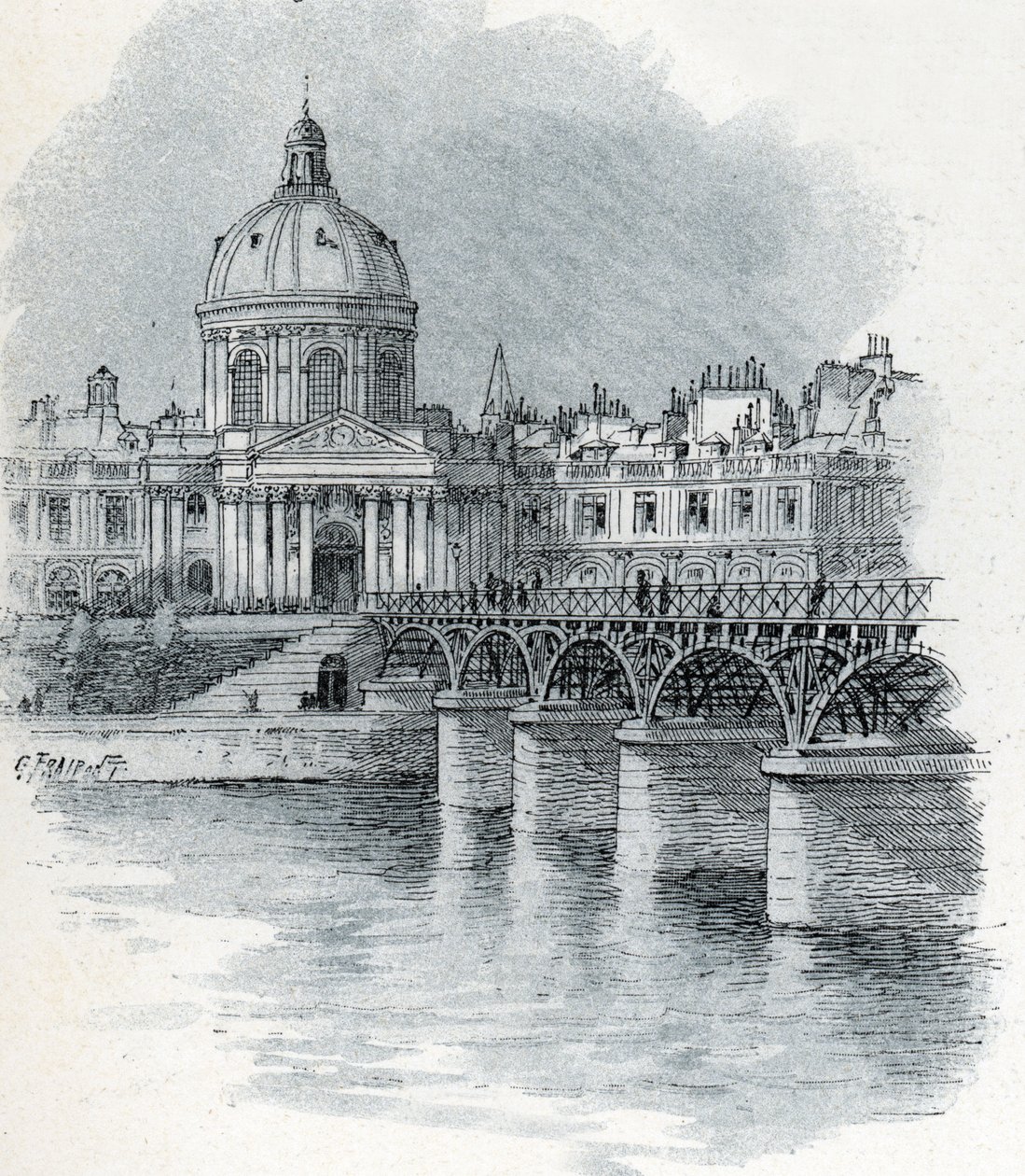 View of the Institut de France and the Pont des Arts in Paris from 
