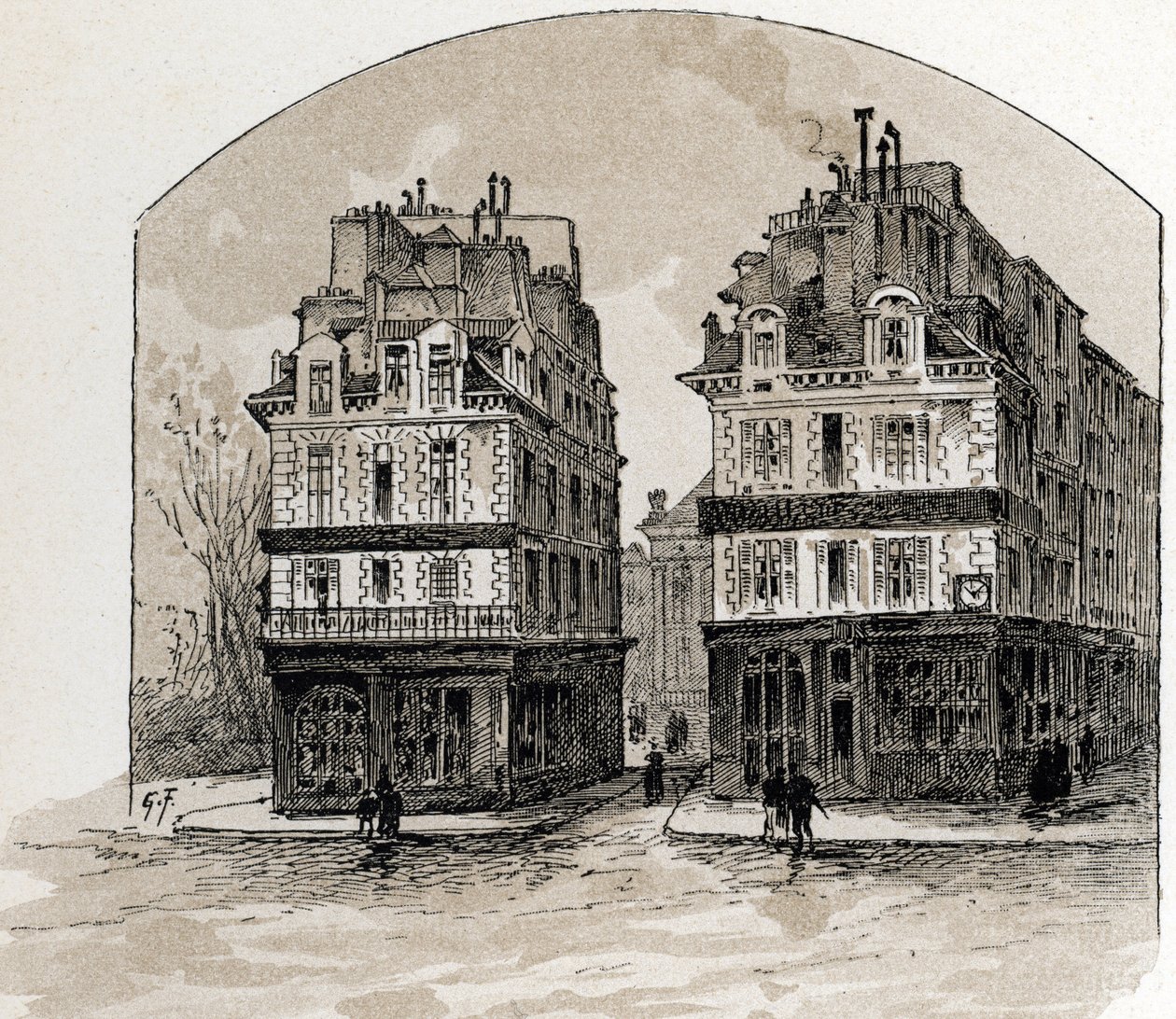 View of the old houses on the Pont Neuf bridge, Paris by Gustave Fraipont