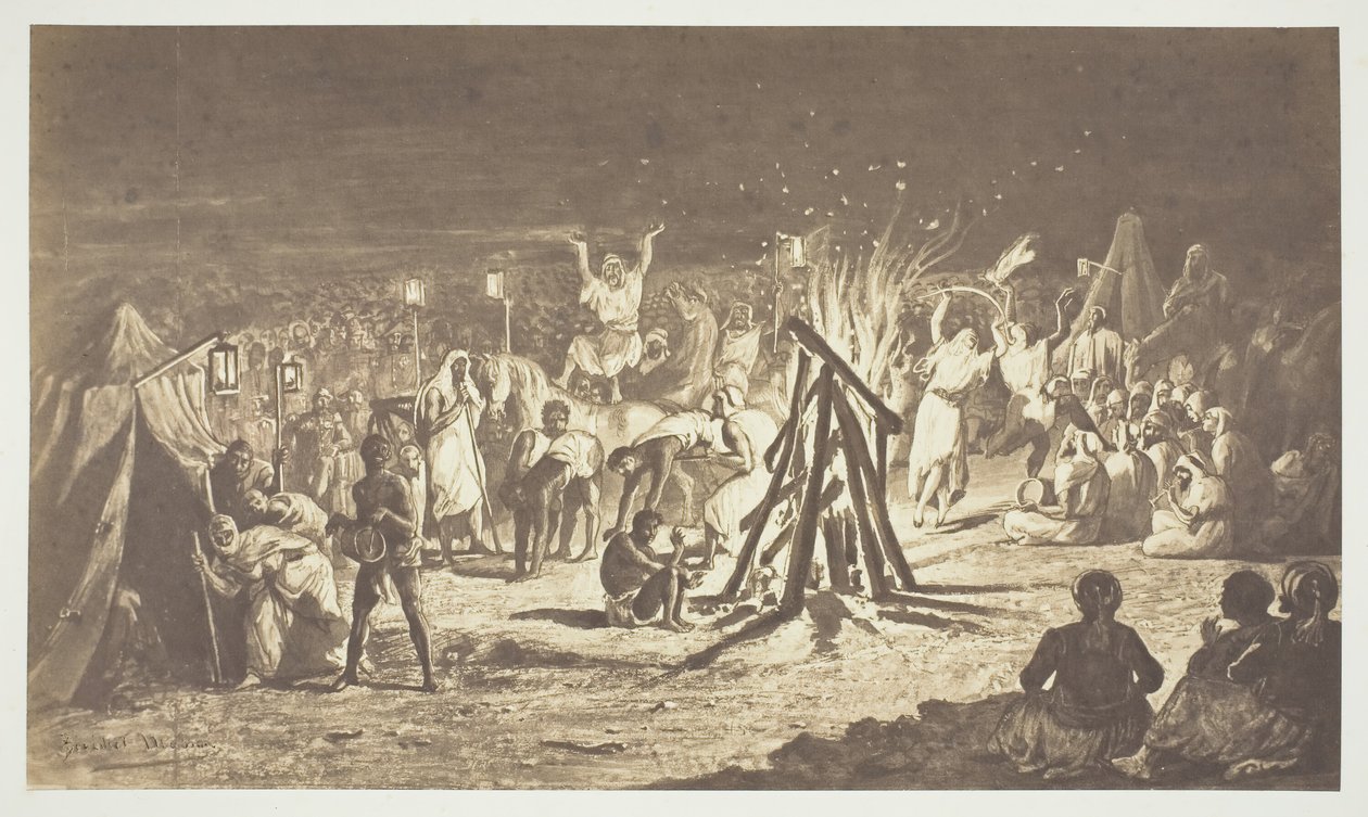 Untitled [Painting of The Campfires at Camp de Chalons by Bénédict Masson], 1857 by Gustave Le Gray
