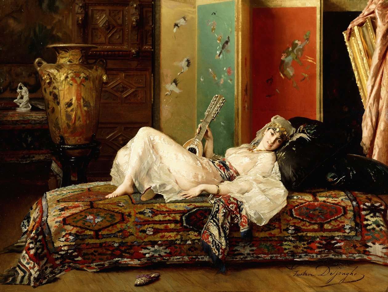 A Reclining Odalisque by Gustave Léonard de Jonghe