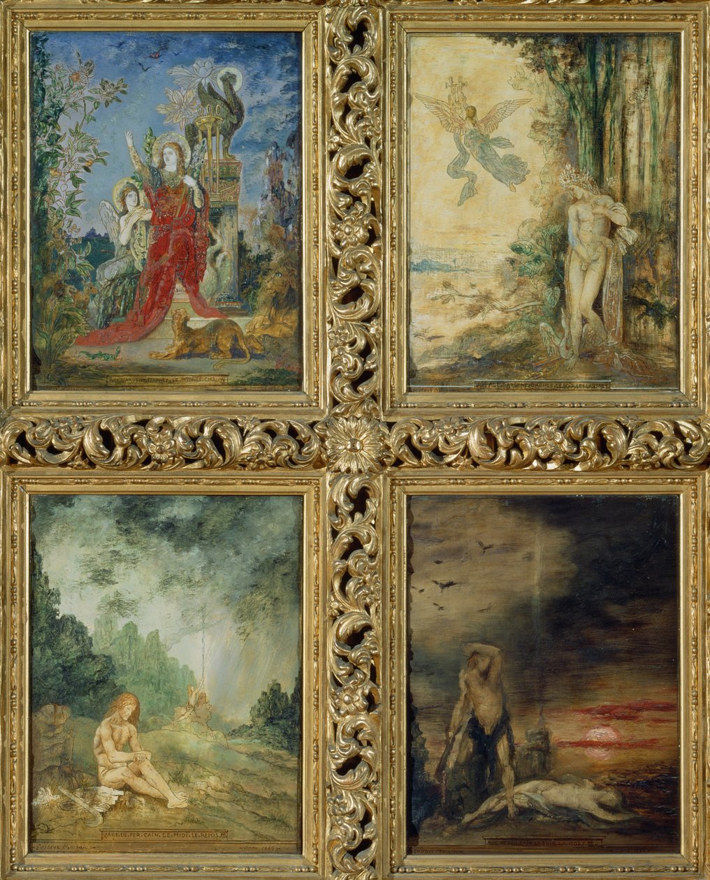 Humanity: from TtoB, Two Scenes Depicting The Silver Age Represented by Orpheus; Two Scenes Depicting The Iron Age Represented by Cain and Abel (mural) (detail) by Gustave Moreau