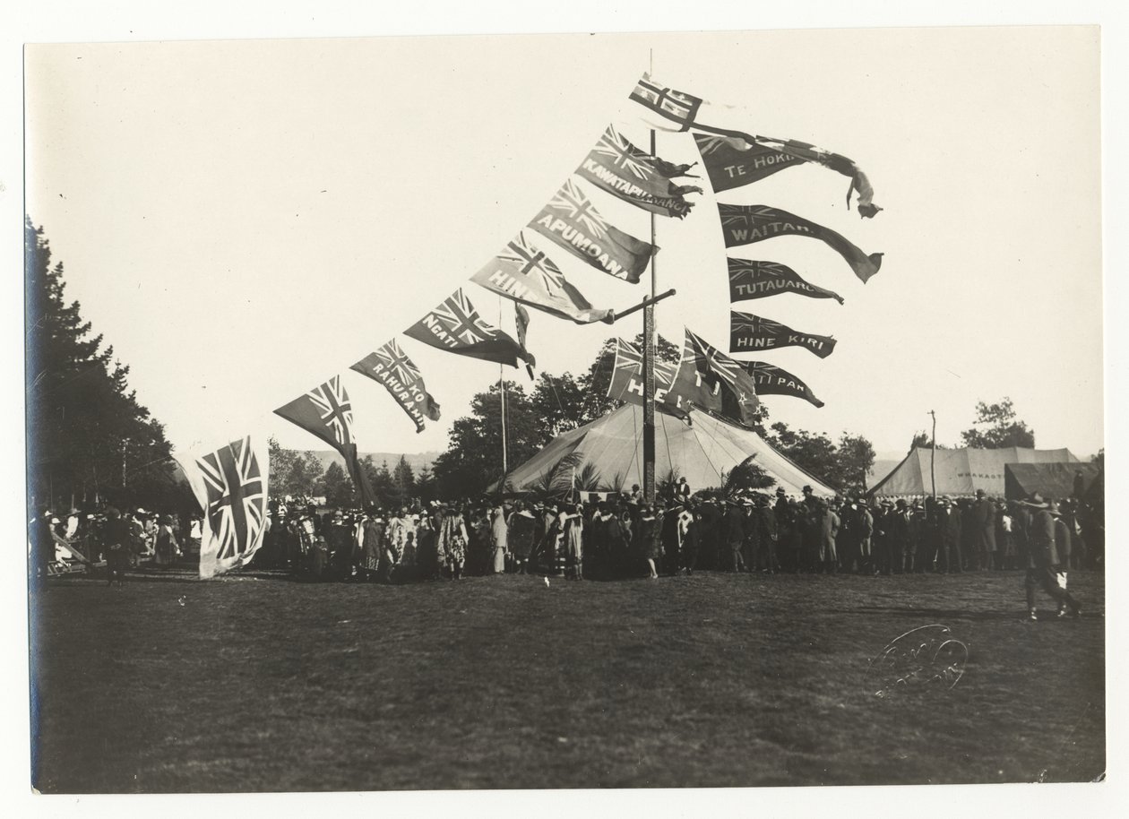 Maori Reception at Arawa Park, Rotorua, c.1925 by Guy Photo Studio