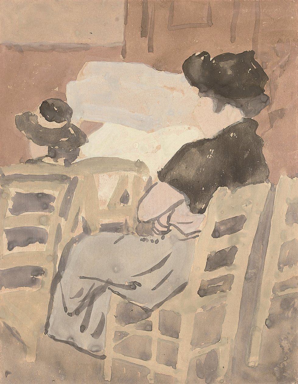 A Woman and a Young Girl in a Church Interior by Gwen John