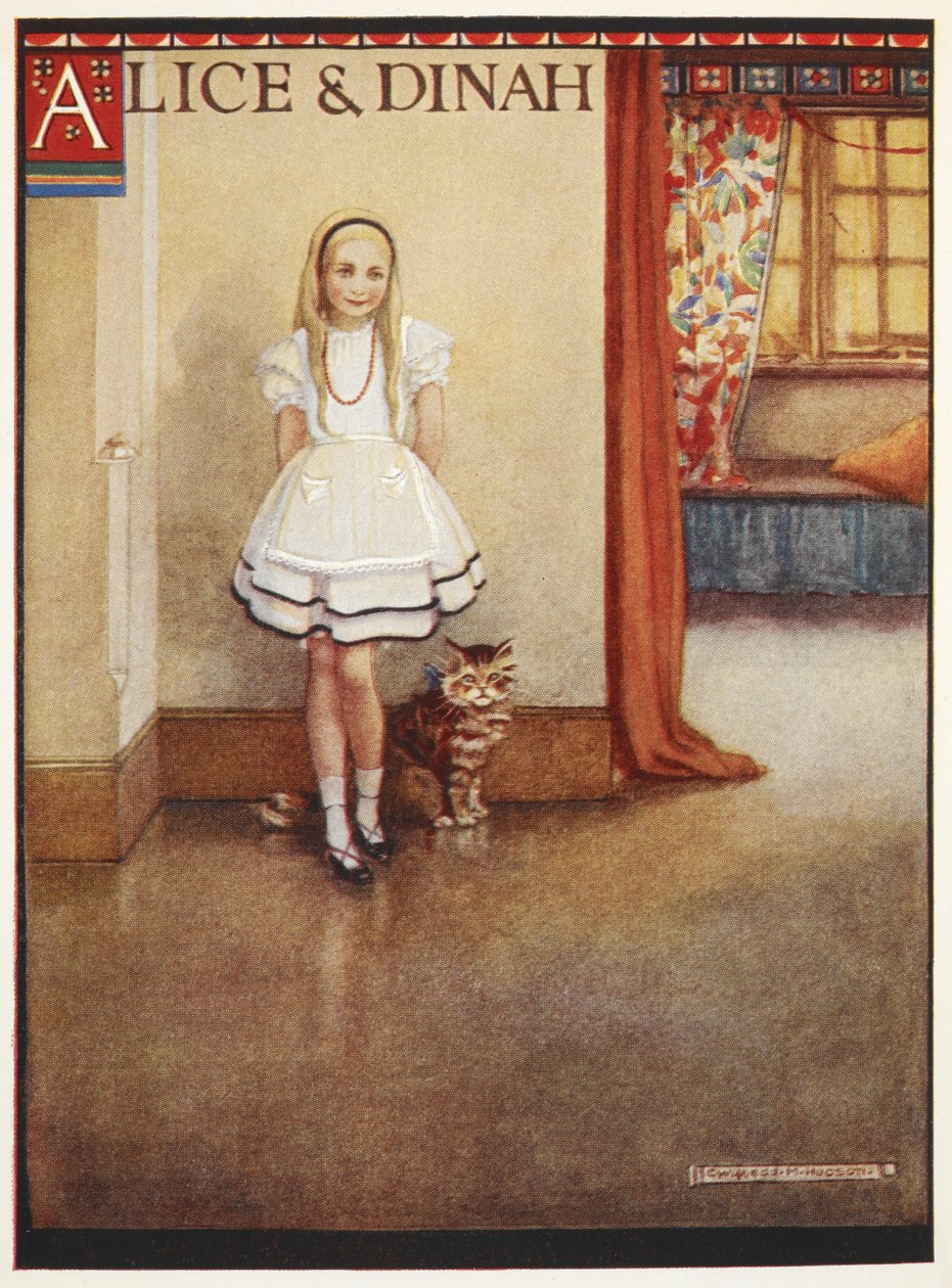 Alice and Dinah the tabby cat by Gwynedd M. Hudson