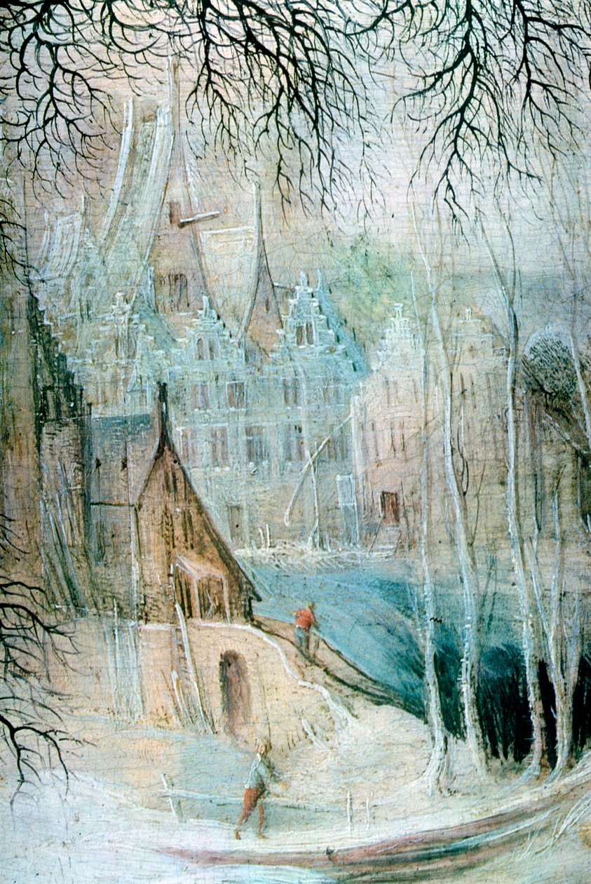 A Winter Landscape with a Woodcutter (detail), c. 1606-1656 by Gysbrecht Leytens