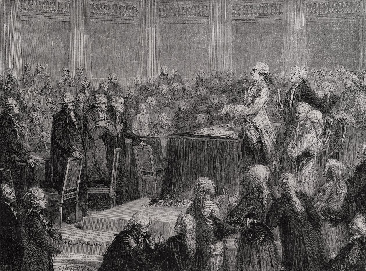 King Louis XVI Accepts and Swears to the Constitution, 14th September 1791 by H. de la Charlerie