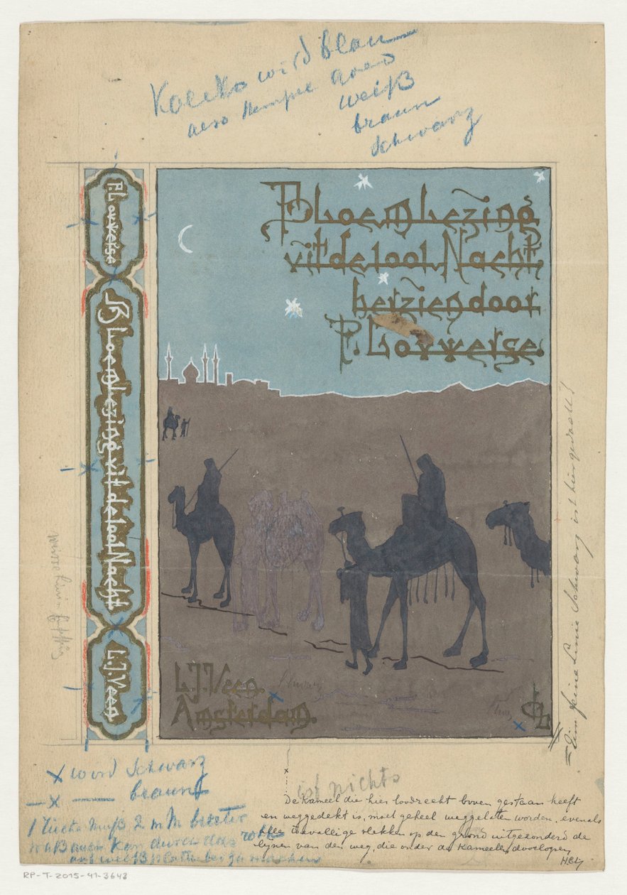 Cover Design for: Pieter Louwerse, Anthology from the Thousand and One Nights, 1910 by H.C. Louwerse (signed by artist)