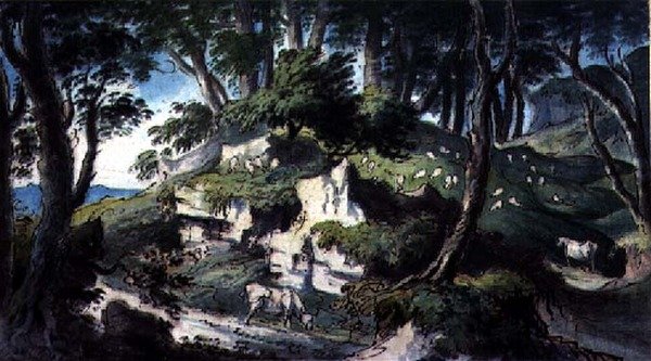 Landscape, with Cows and Sheep by H.F. 1751 1812 Aylesford
