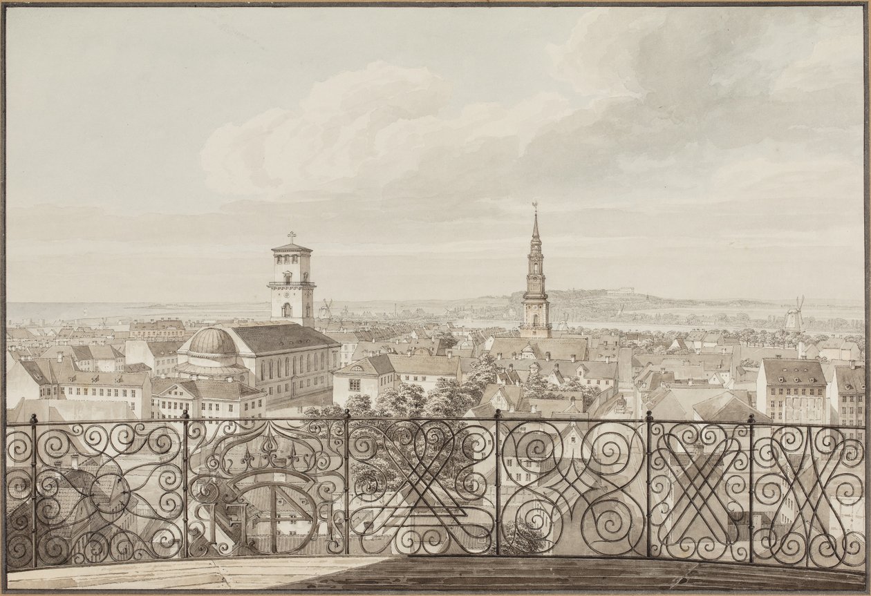 View from the Round Tower over Copenhagen to Frederiksberg Palace by H.G.F. Holm