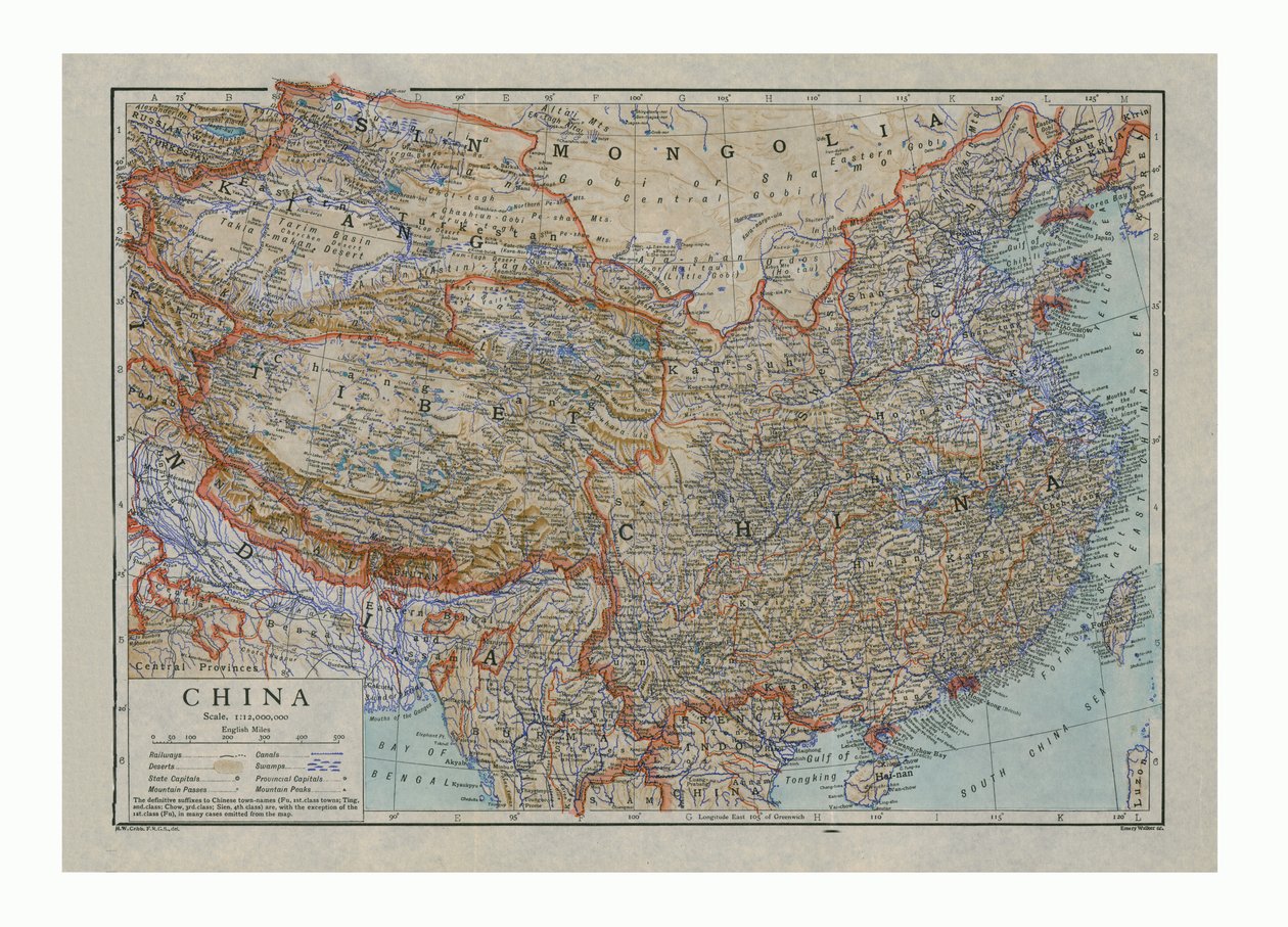 Map of China, c1910 by HW Cribb