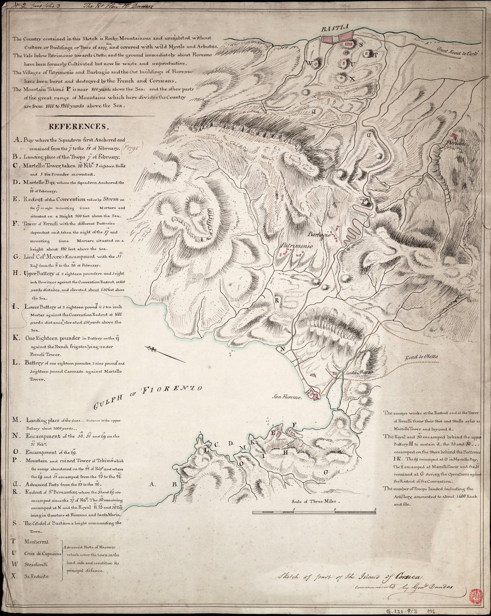 Sketch of part of the Island of Corsica by H. Dundas