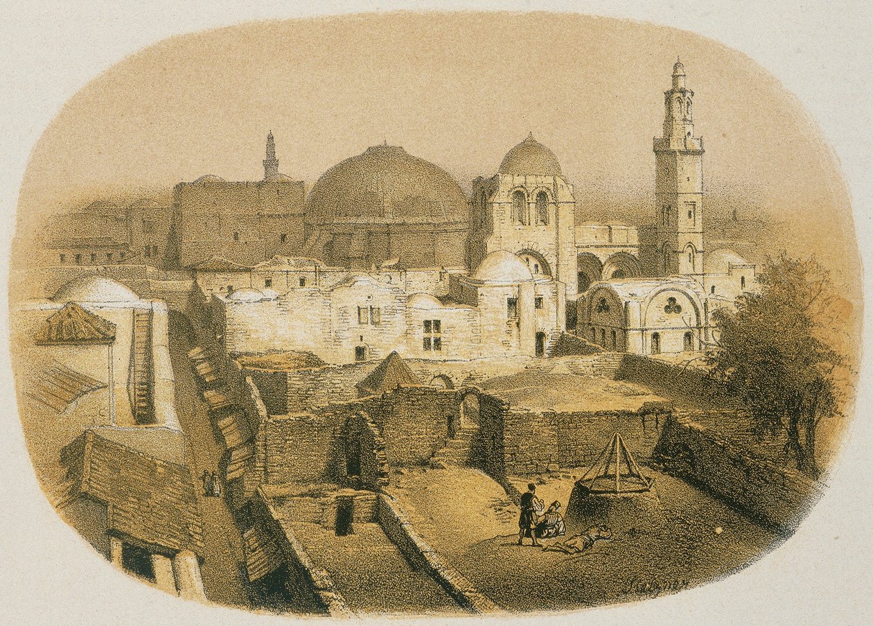Church of the Holy Sepulcher in Jerusalem, etching by Stelzner - Steinkopk J.F. Editore by H. Stelzner