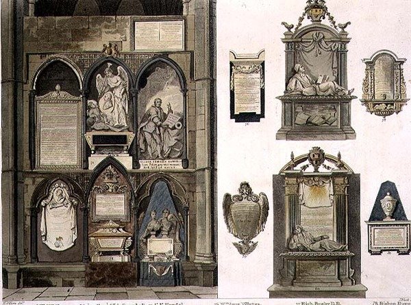 West Side of Poets Corner (plate 25 from Westminster Abbey) by H. after Villiers