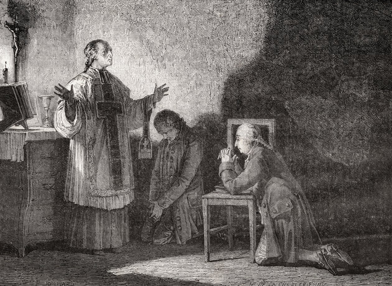 Louis XVI (1754-93) at Prayer Before his Execution by H. de la Charlerie