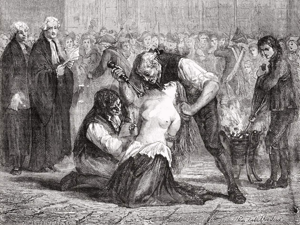The Torture of Madame de la Motte, Engraved by Meyer-Heine by H. de la Charlerie