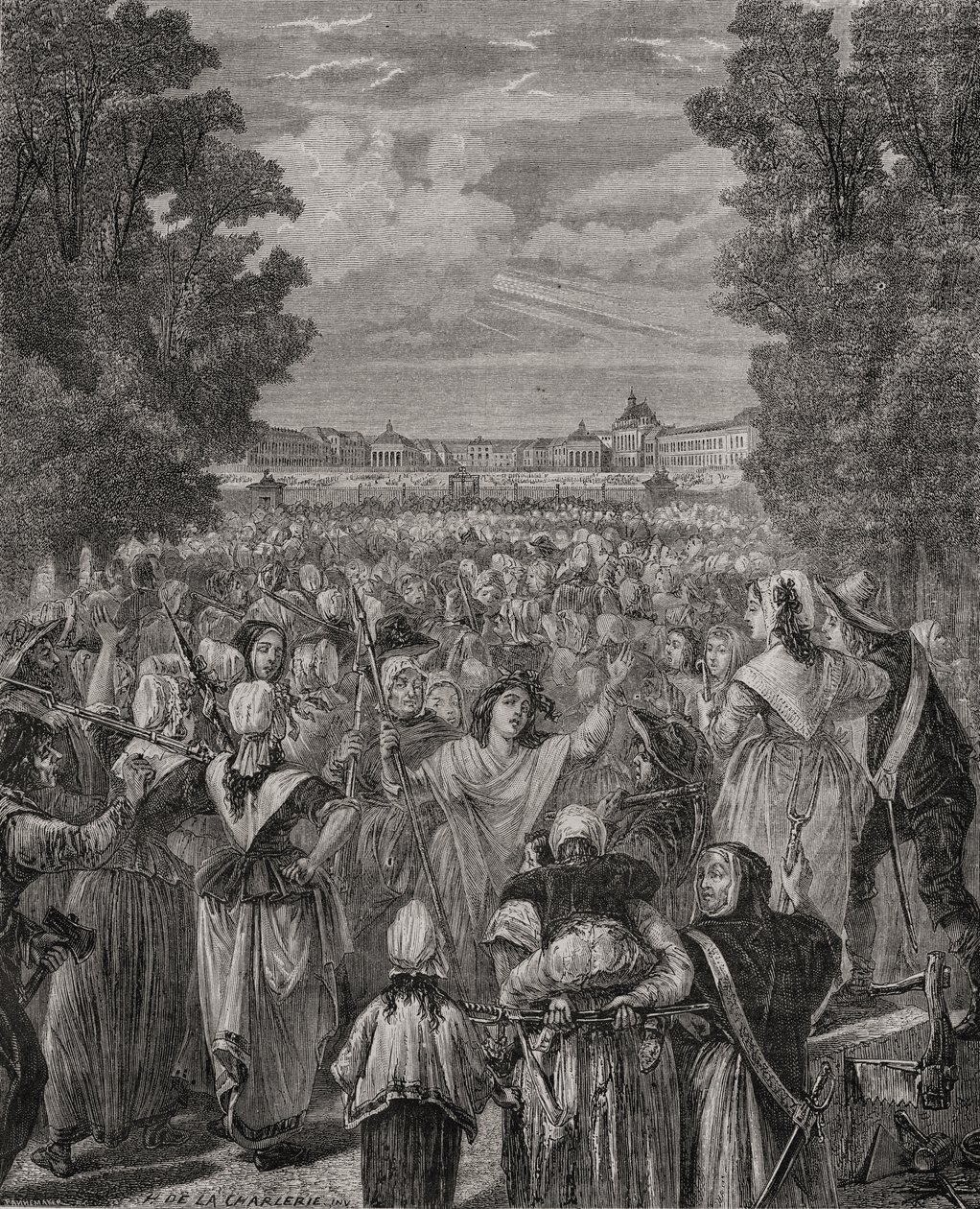 The Women march on Versailles, 5th-6th October 1789, engraved by Pannemaker-Ligny, from 