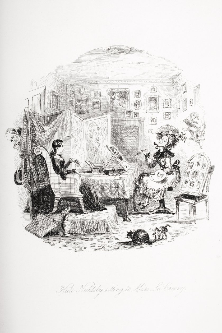 Kate Nickleby Sitting to Miss La Creevey, illustration from 