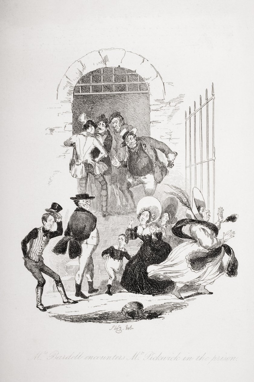 Mrs. Bardell Encounters Mr. Pickwick at the Prison, Illustration from 