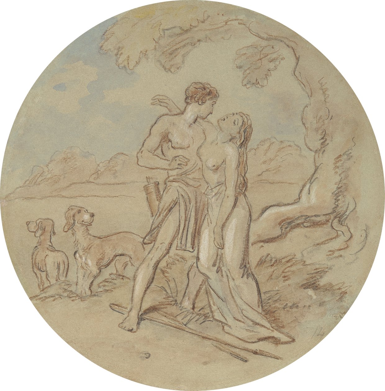 One of eighteen designs for a series of plates illustrating Venus and Adonis by Hablot Knight Browne