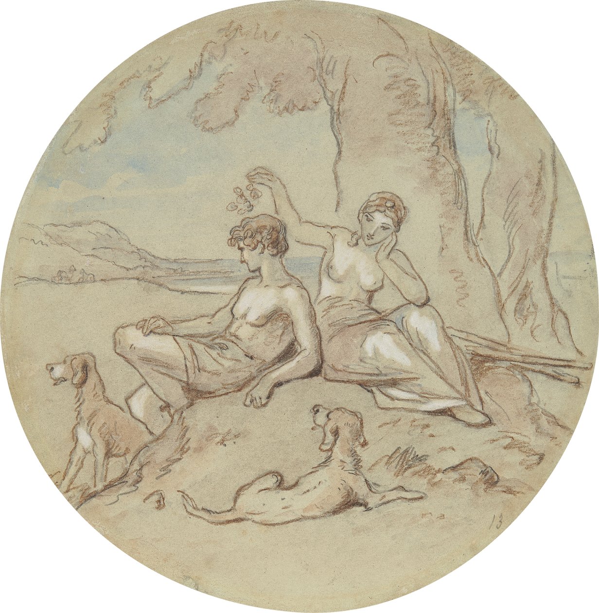 One of eighteen designs for a series of plates illustrating Venus and Adonis by Hablot Knight Browne