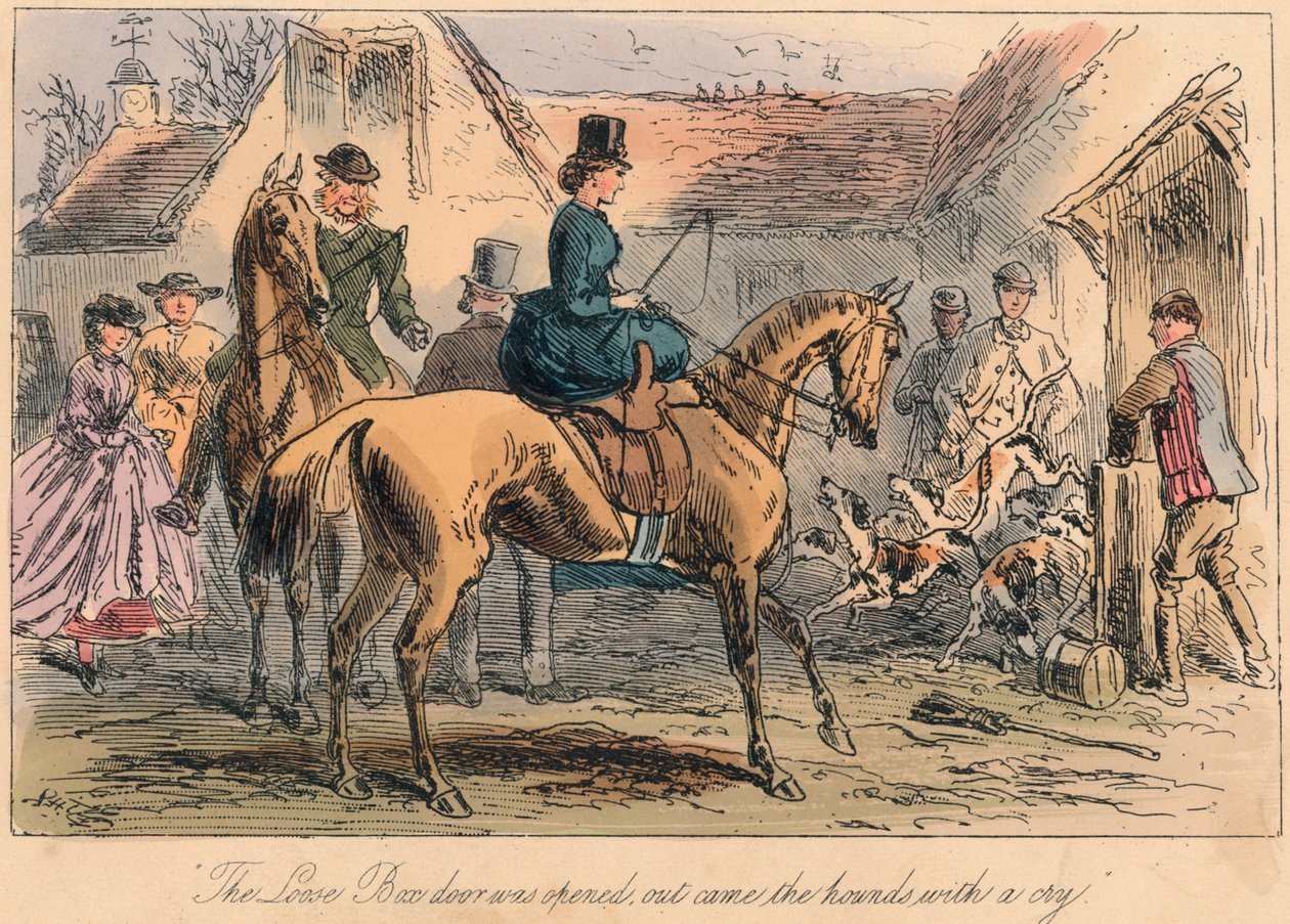 The Love Box door was opened, out came the hounds with a cry, 1865 by Hablot Knight Browne