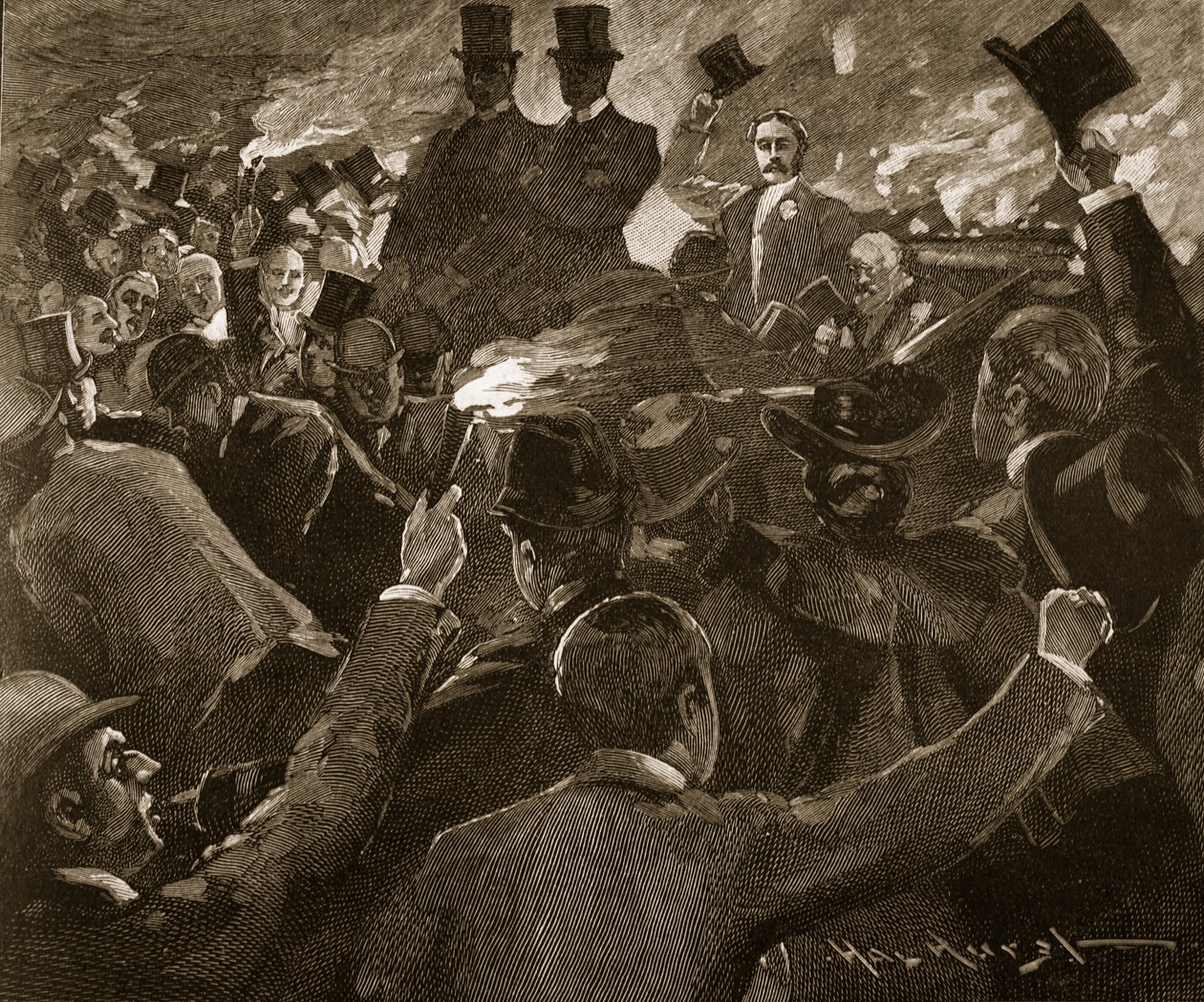 Mr Balfour in Dublin: torch light procession, illustration from 
