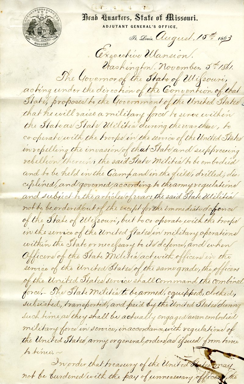 Regarding Raising and Enlisting Militia Within Missouri and Cooperation with U.S. Forces by Hamilton Rowan Gamble