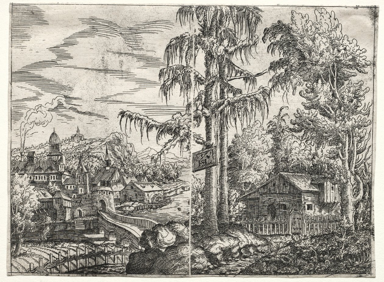 Landscape with the Town on a River and The Cottage between Trees by Hanns Sebald Lautensack
