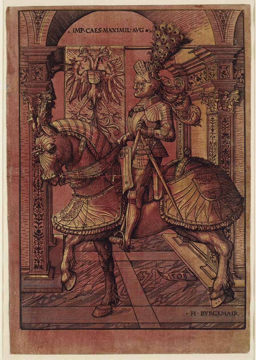 Emperor Maximilian I, armed on horseback, 1508 by Hans Burgkmair