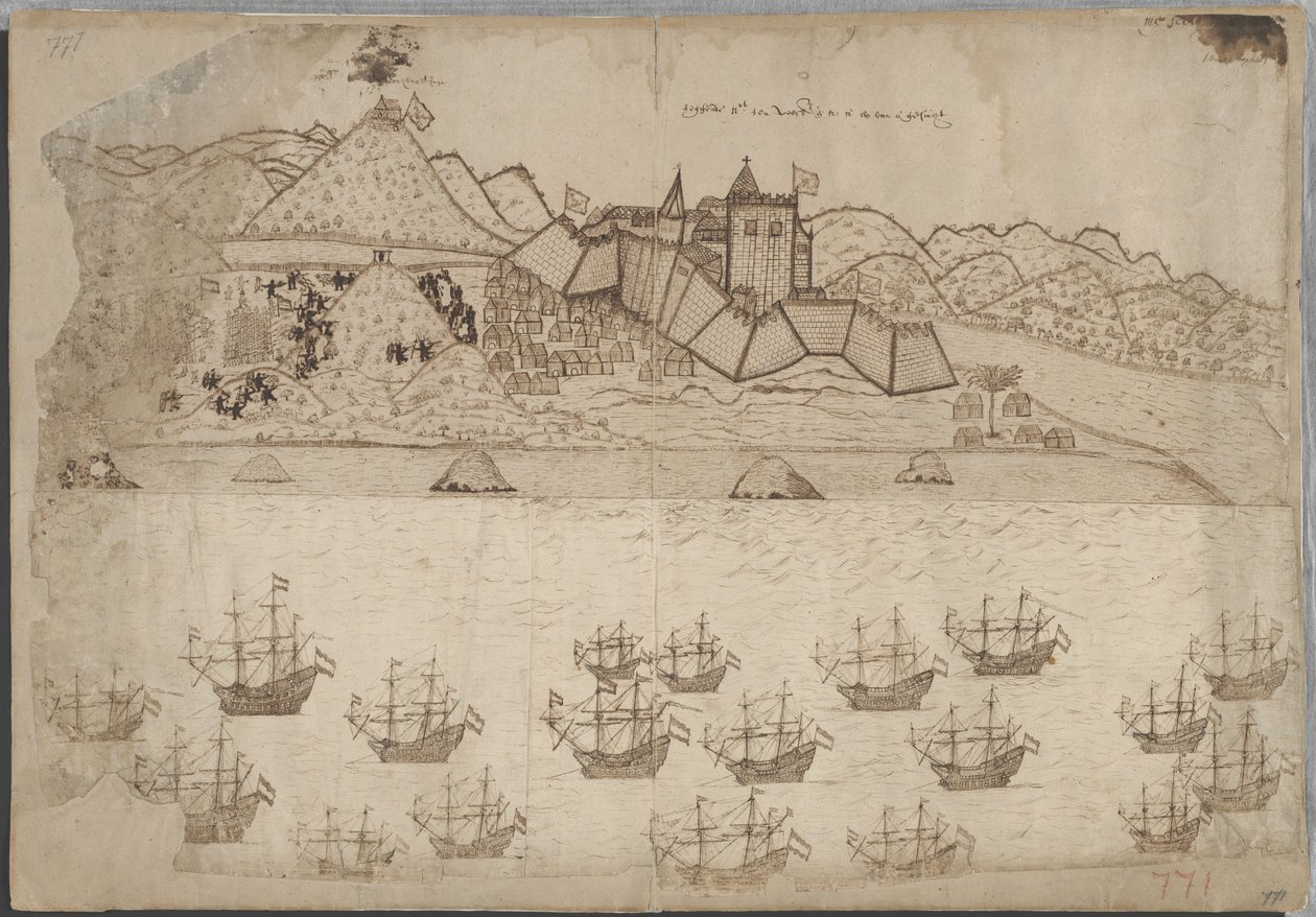 View of the Fort and the Roadstead of Elmina by Hans Propheet