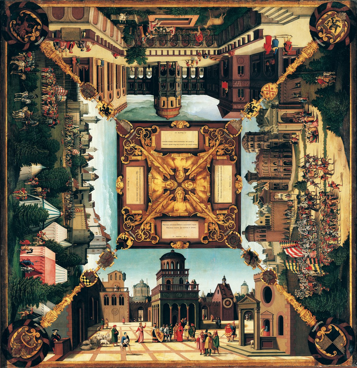 The Story of David, painted tabletop, 1534 by Hans Sebald Beham