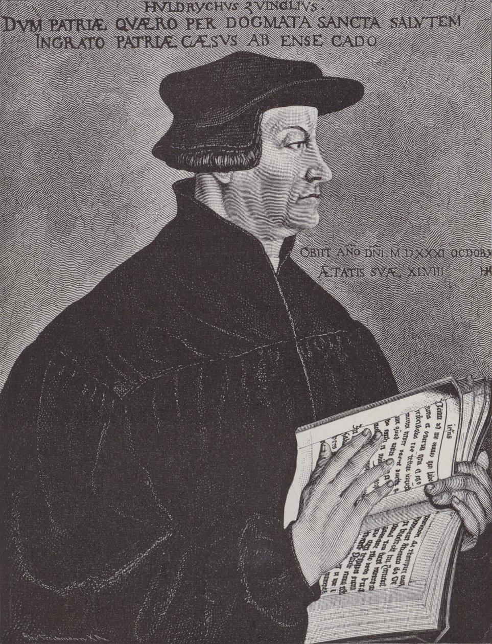 Huldrych Zwingli, Leader of the Reformation in Switzerland (engraving) by Hans (after) Asper