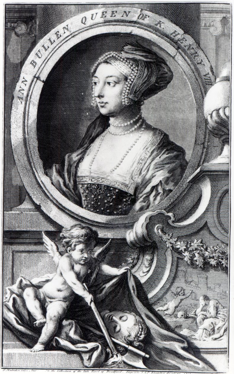 Anne Boleyn, engraved by Jacobus Houbraken by Hans (after) Holbein the Younger