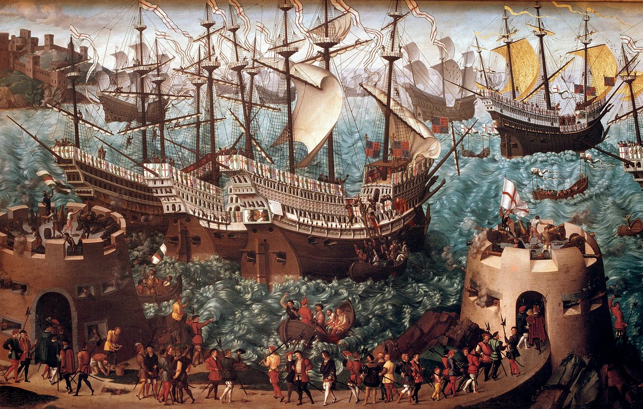 Embarkation of Henry VIII at Dover on the Galion Henri Grace a Dieu by Hans (after) Holbein the Younger