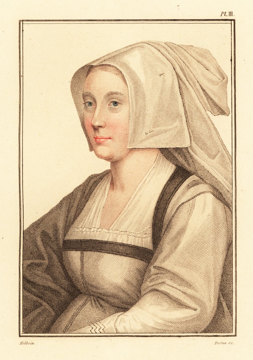 Portrait of unknown woman from the court of King Henry VIII (engraving) by Hans (after) Holbein the Younger