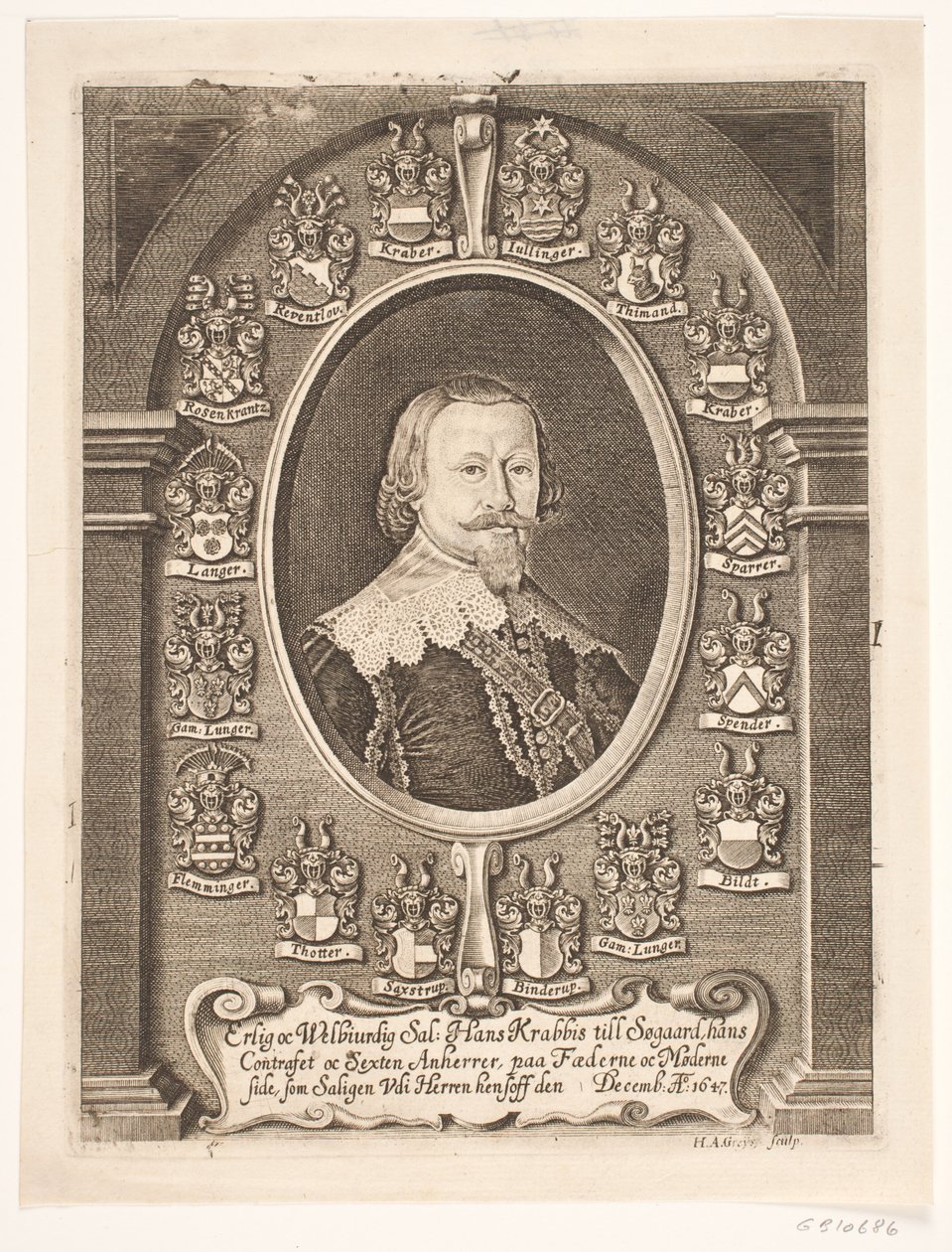 Hans Krabbe at Søgaard. From a Funeral Sermon 1648 by Hans Andreas Greys