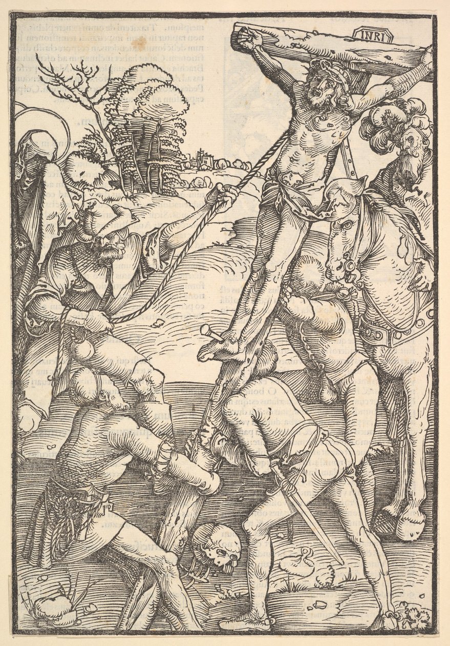 The Raising of the Cross (verso: The Raising of the Cross, from Speculum Passionis Domini) by Hans Baldung