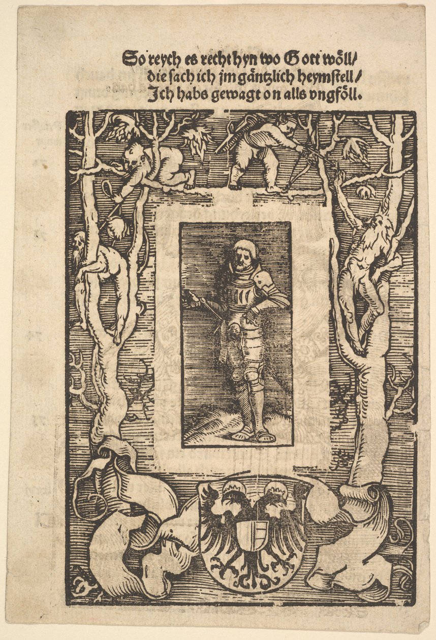 Title Border with Man in Armor in Center by Hans Baldung
