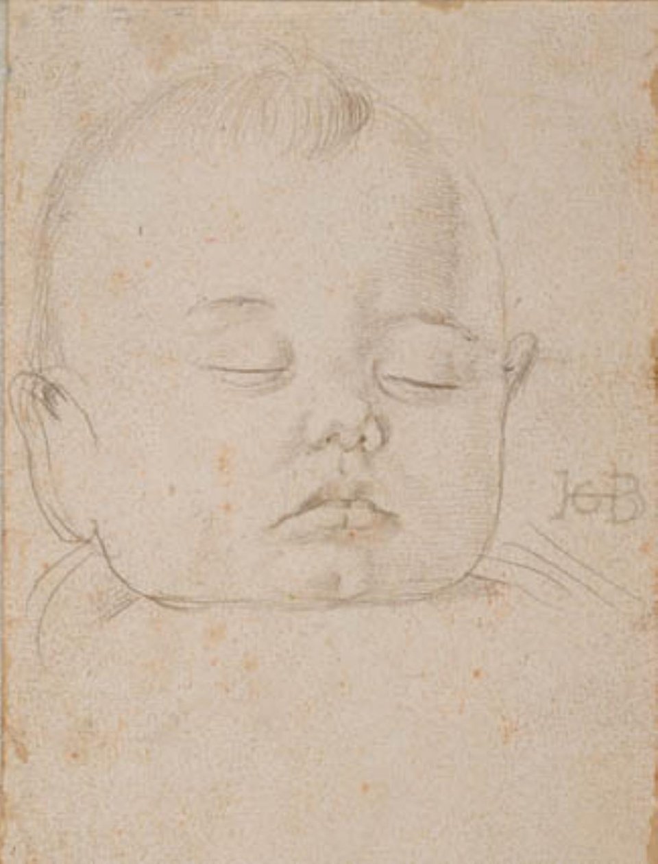 The Head of a Sleeping Baby Boy, En Face by Hans Baldung Grien