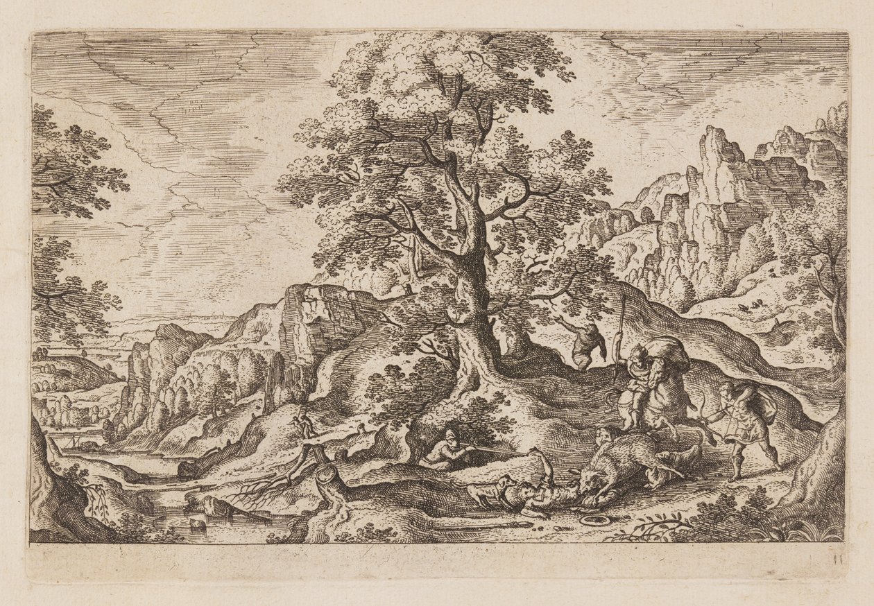 Plate 11, from Landscapes with Scenes from the Old and New Testament and Ovid’s Metamorphoses by Hans Bol