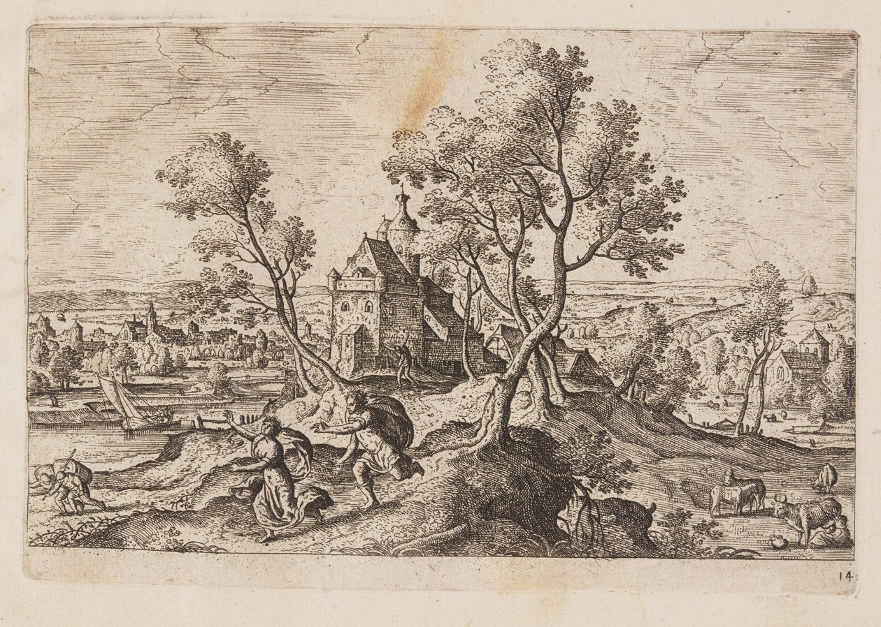 Plate 14, from Landscapes with Scenes from the Old and New Testament and Ovid’s Metamorphoses by Hans Bol
