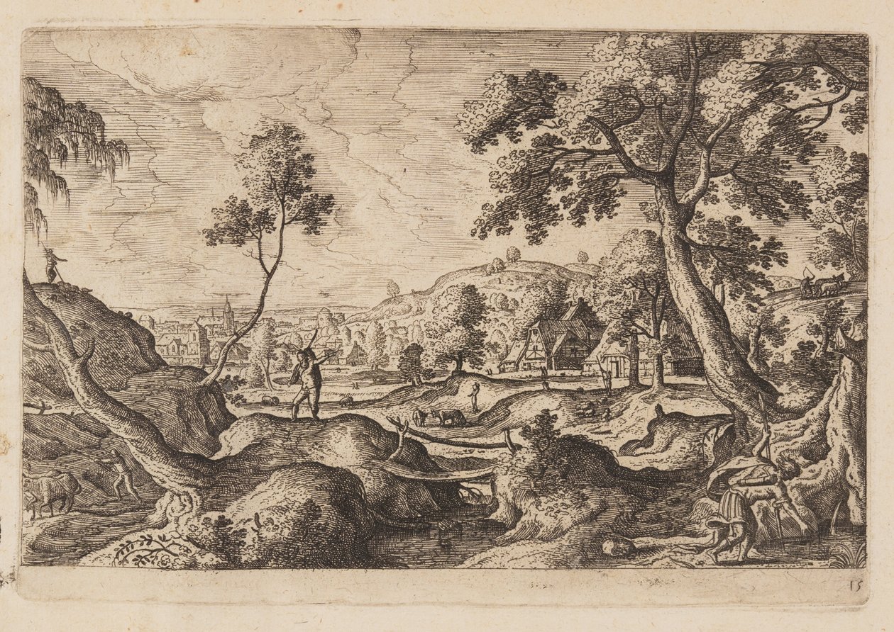 Plate 15, from Landscapes with Scenes from the Old and New Testament and Ovid’s Metamorphoses by Hans Bol