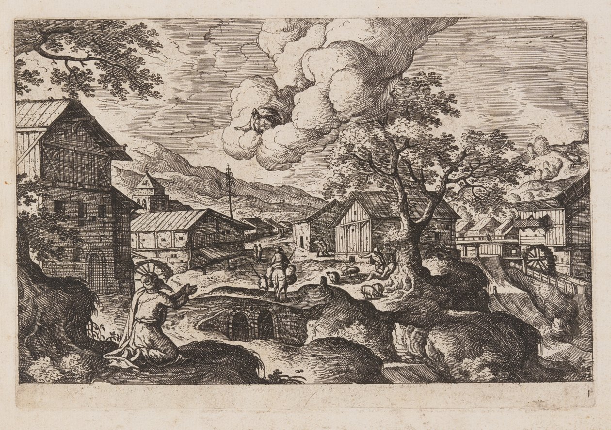 Plate 1, from Landscapes with Scenes from the Old and New Testament and Ovid’s Metamorphoses by Hans Bol