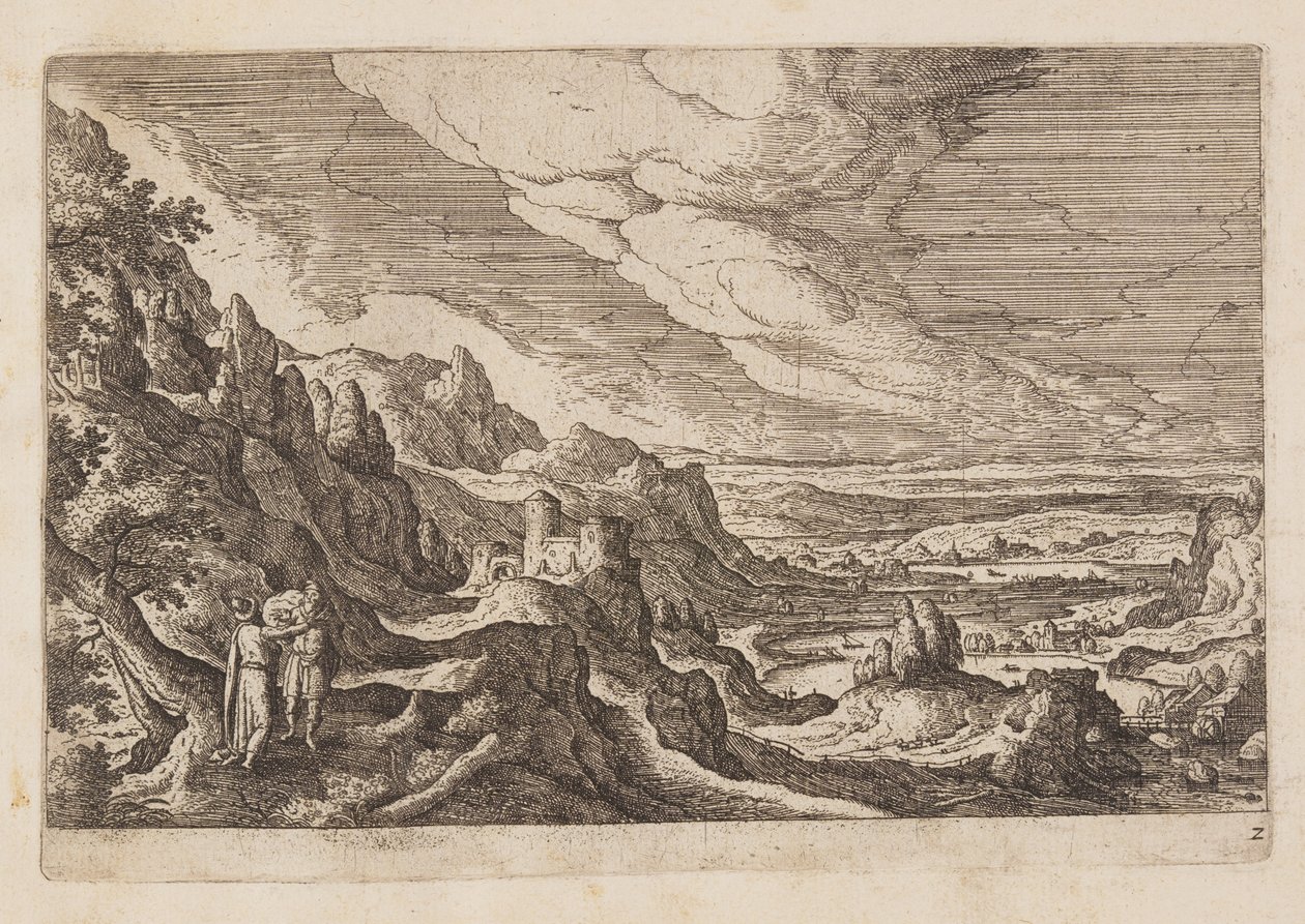 Plate 2, from Landscapes with Scenes from the Old and New Testament and Ovid’s Metamorphoses by Hans Bol