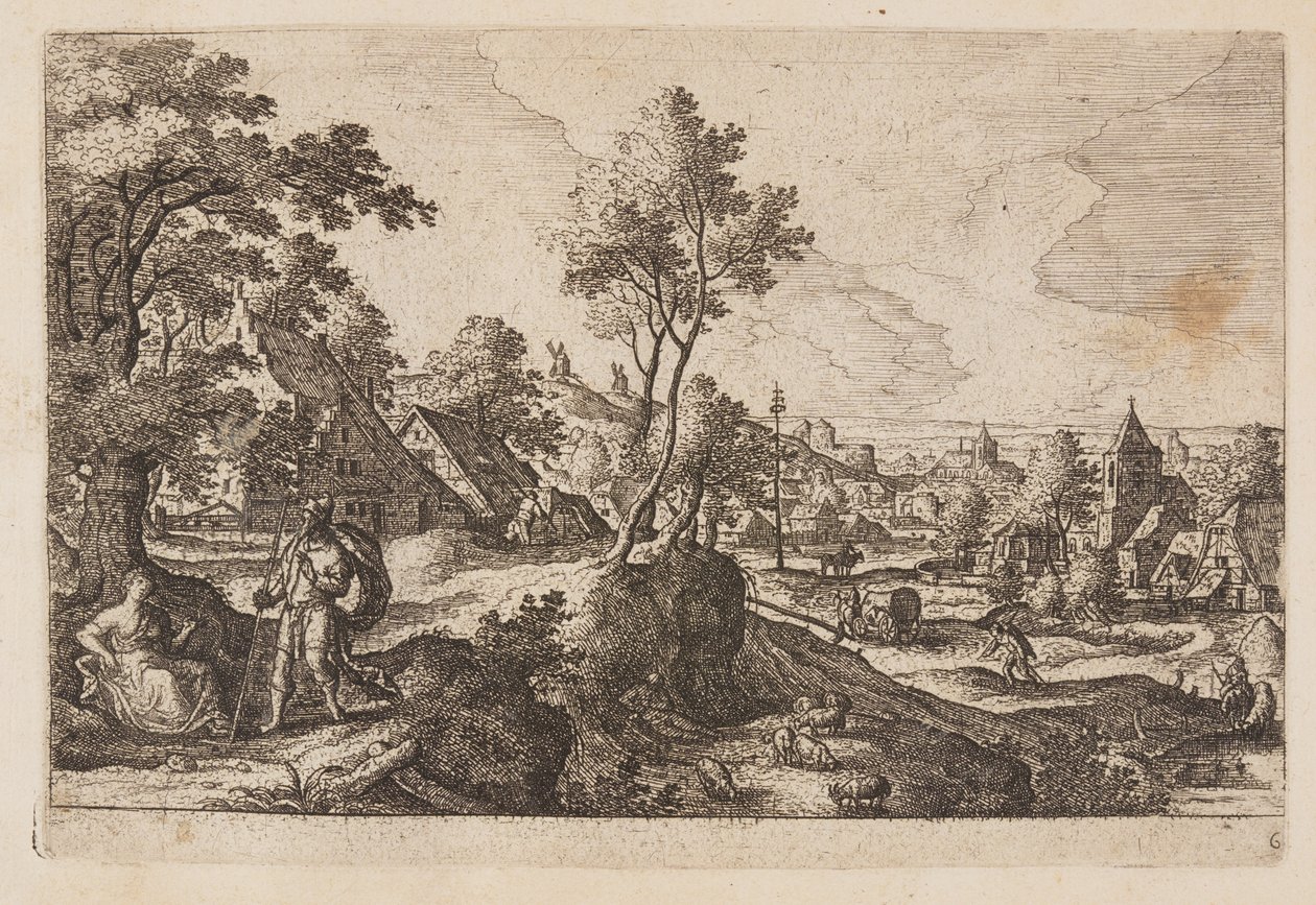 Plate 6, from Landscapes with Scenes from the Old and New Testament and Ovid’s Metamorphoses by Hans Bol