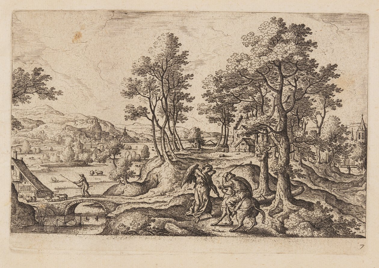 Plate 7, from Landscapes with Scenes from the Old and New Testament and Ovid’s Metamorphoses by Hans Bol