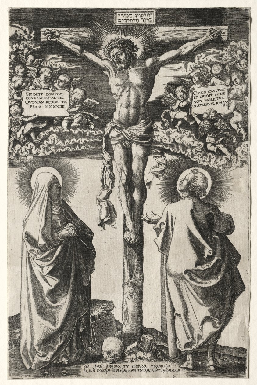 Christ on the cross between the virgin and St. John by Hans Brosamer