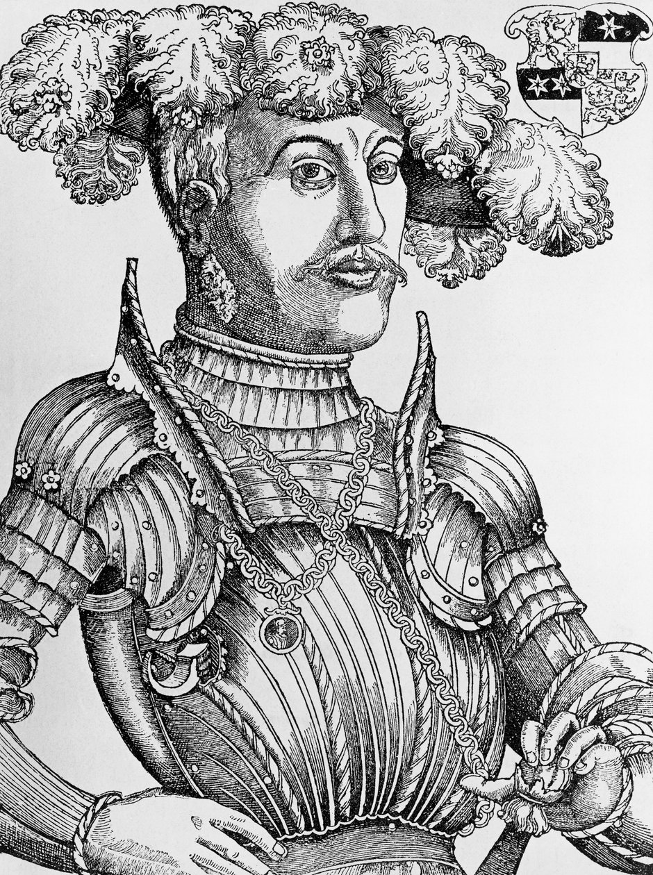 Portrait of Philip I, Landgrave of Hesse, known as the Magnanimous, engraving by Hans Brosamer by Hans Brosamer